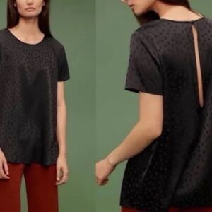 Aritzia  Wilfred Silk Cypres Short Sleeve Keyhole Back Top Black XS